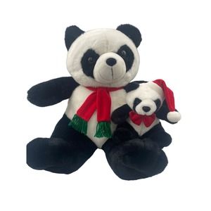 Giant CHRISTMAS Pandas Plush Stuffed Animals 18-inch Teddy Bear w/Baby Panda
